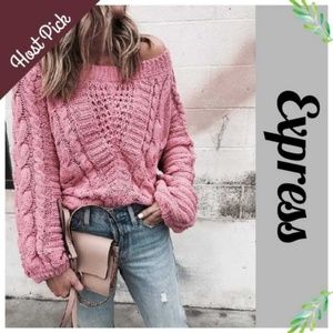 CableKnit Chenille Boatneck Balloon Sleeve Sweater
